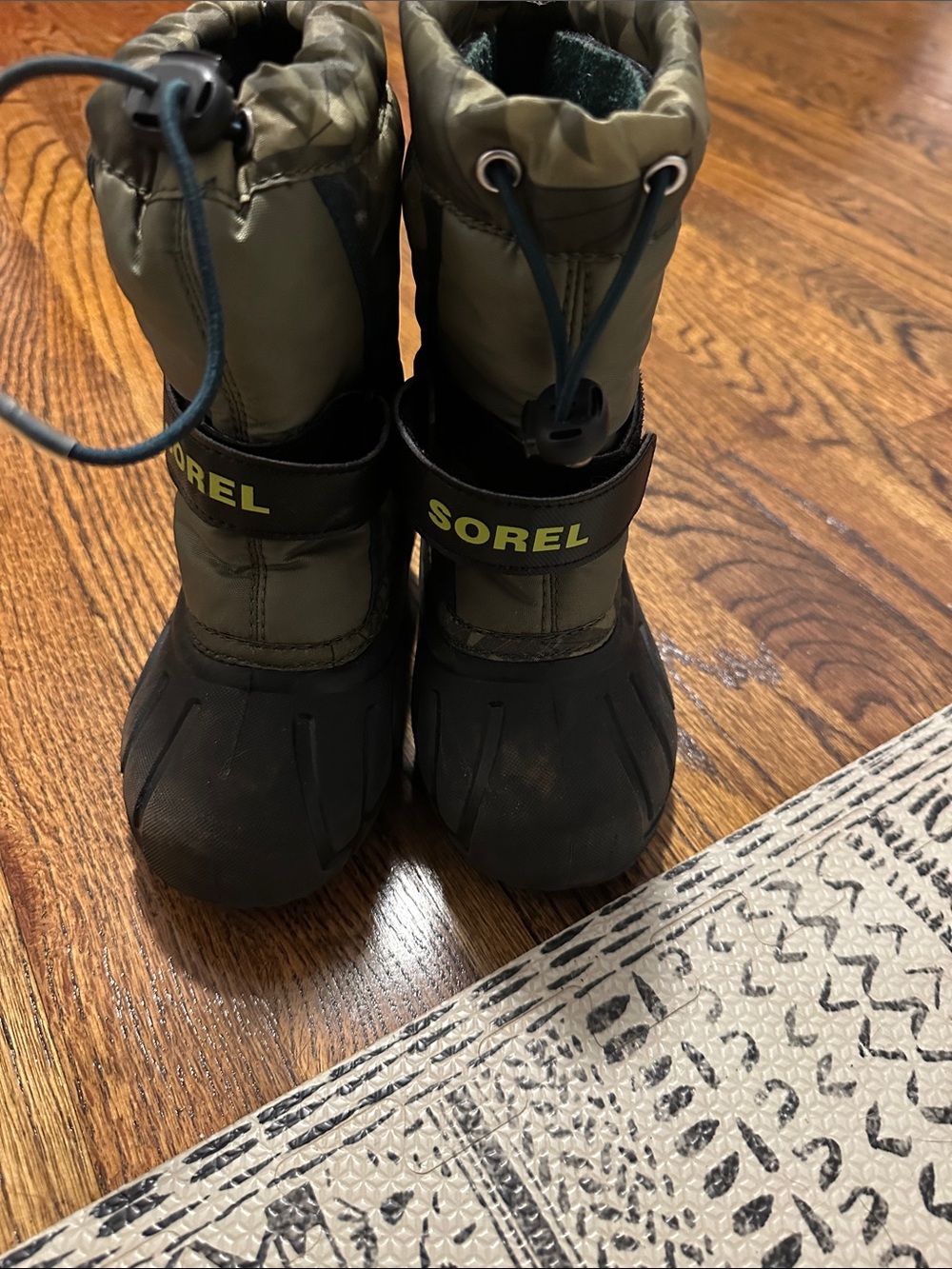 Sorel Kids Olive Green and Black Waterproof Snow Boots